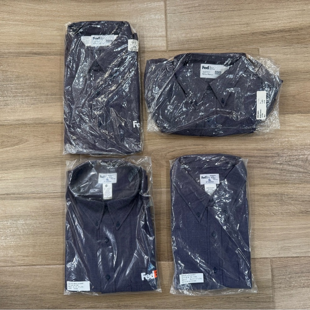 Lot of 4 Fedex Stan Herman Men's Long Sleeve Button Shirts